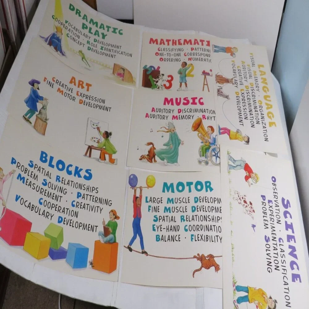 Center Signs (8) DOUBLE SIDED English / Spanish LAMINATED Classroom Posters